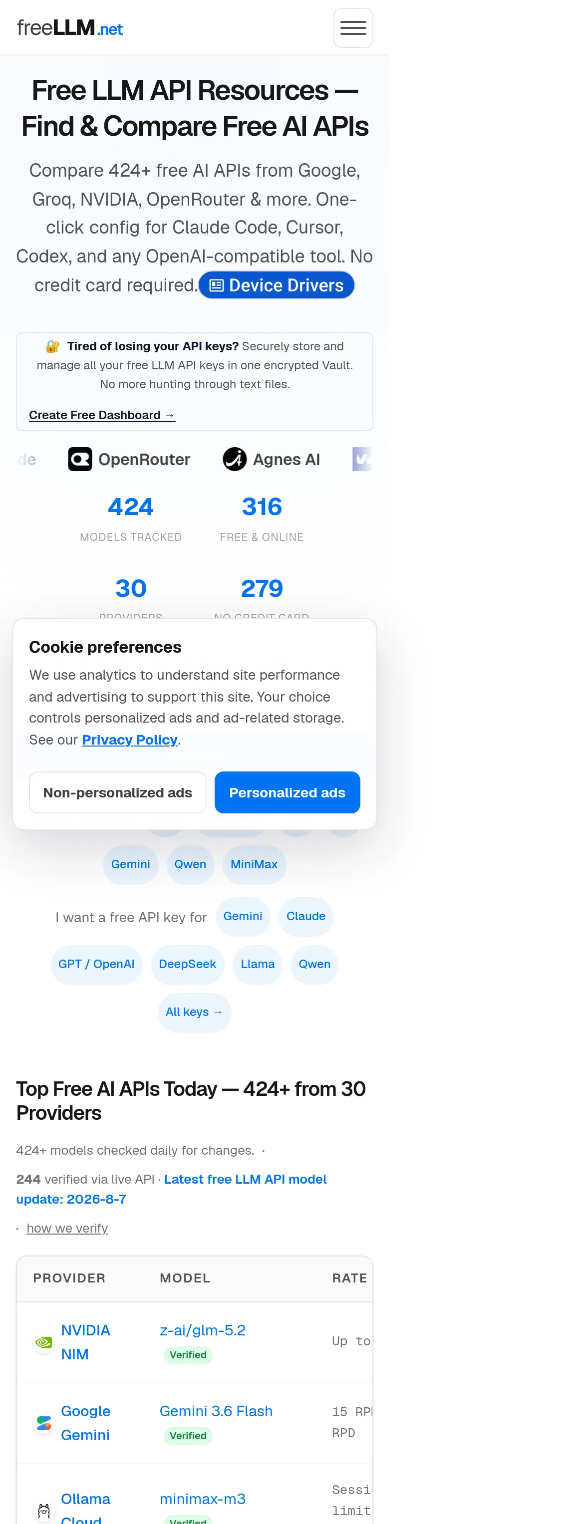 freellm.net — a measured funnel
