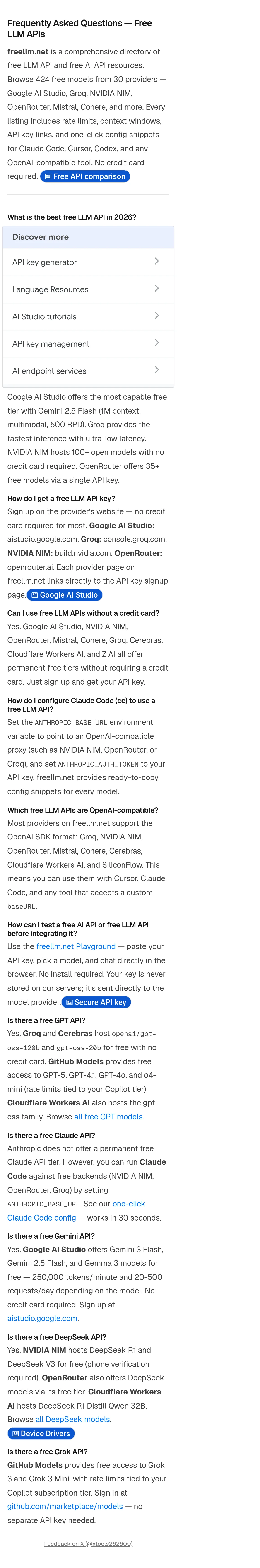 freellm.net FAQ section