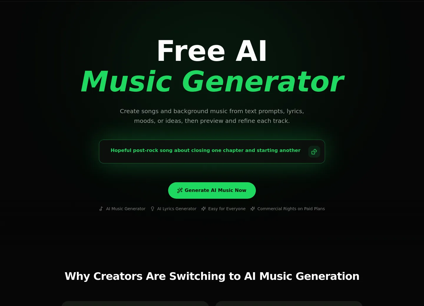 freemusiccreator.ai — Hero