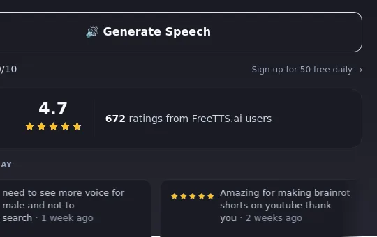 Rating element from freetts.ai