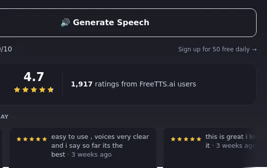 Rating element from freetts.ai