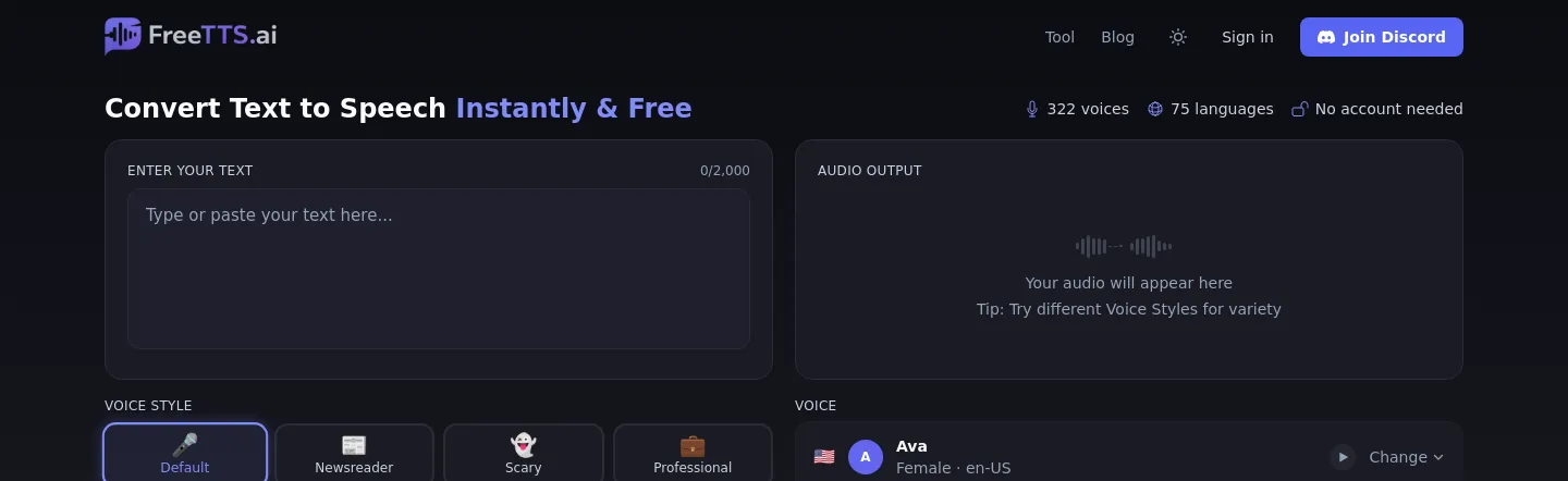 freetts.ai — a measured funnel
