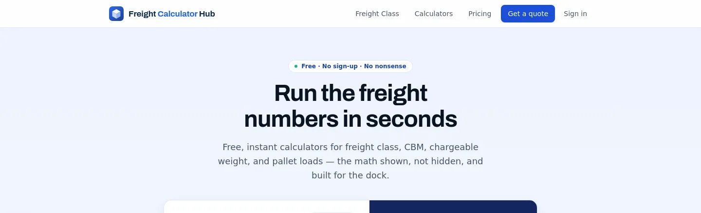 freightcalculatorhub.com — a measured funnel