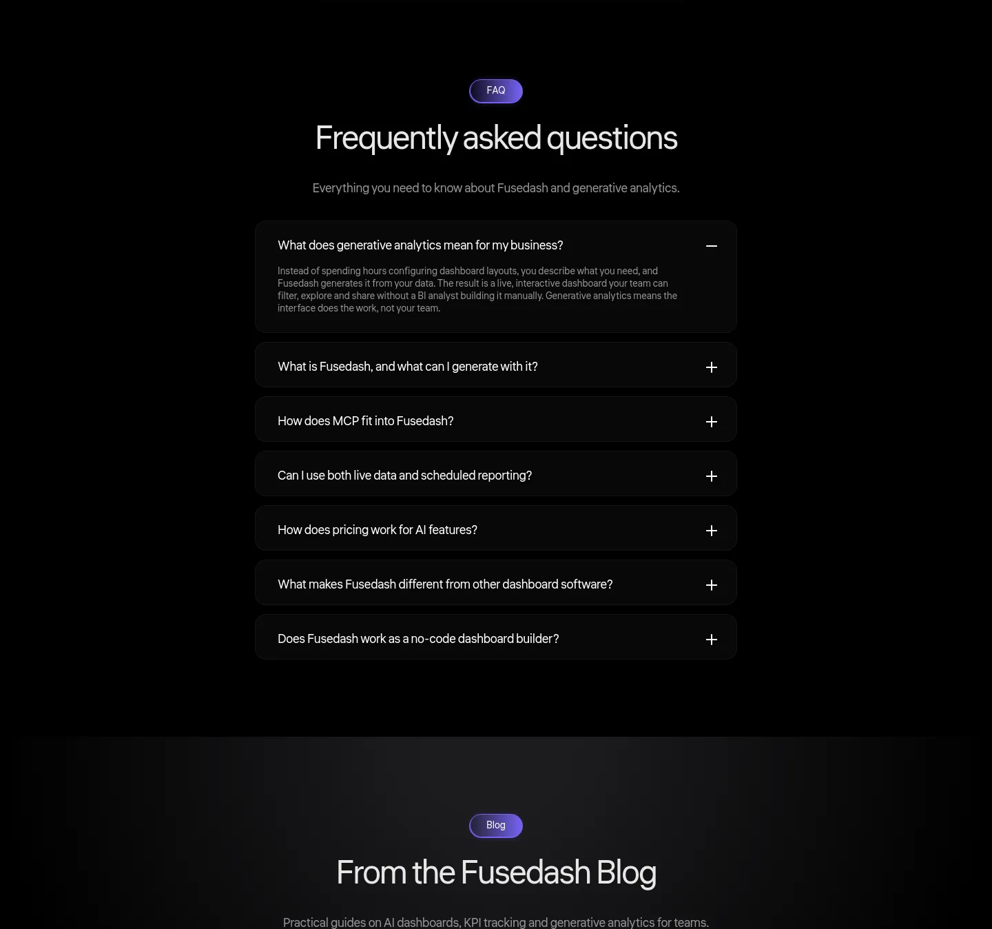 fusedash.ai FAQ section