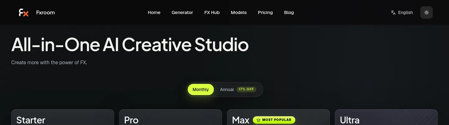 fxroom.ai Hero section
