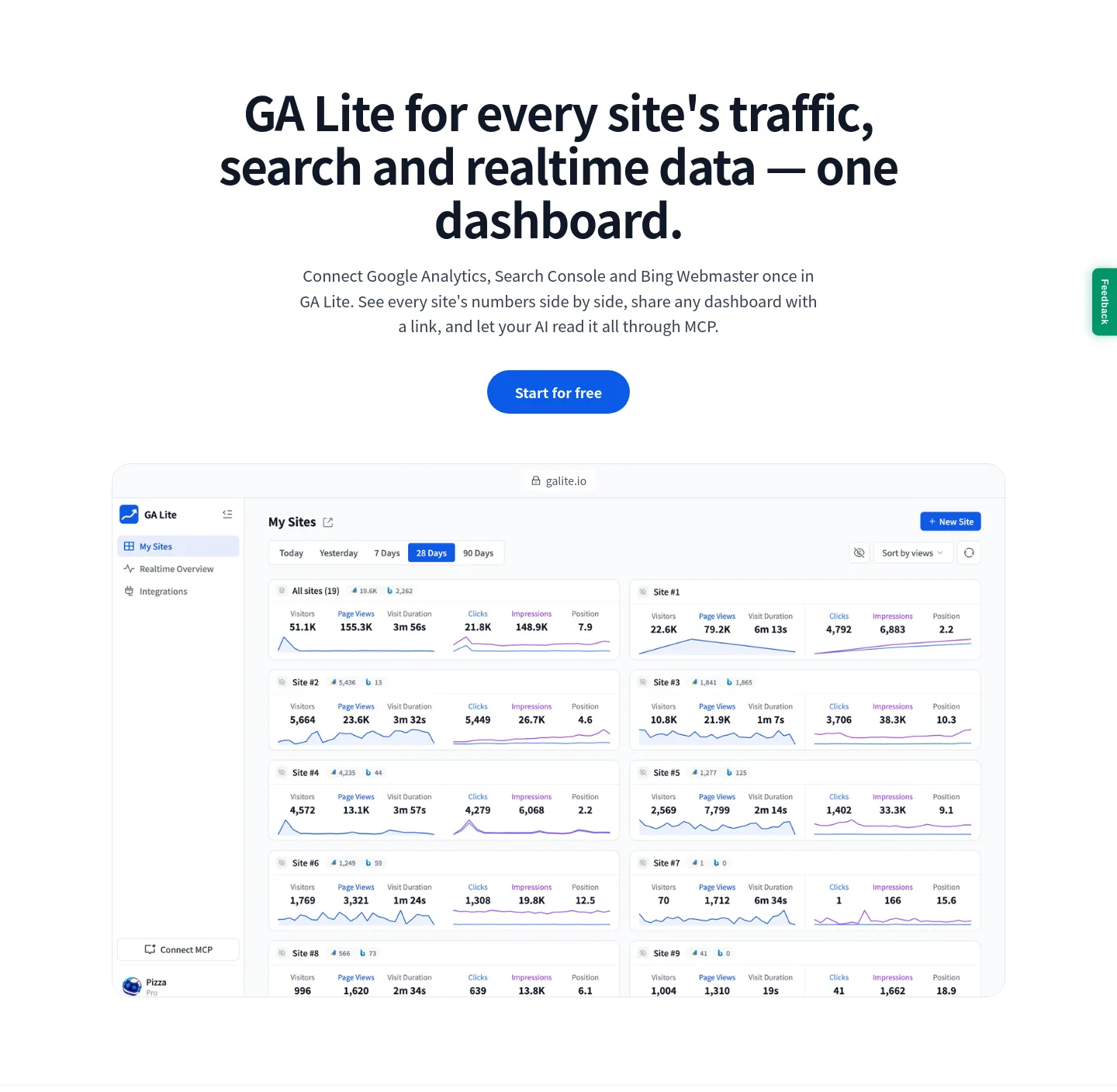 galite.io Hero section