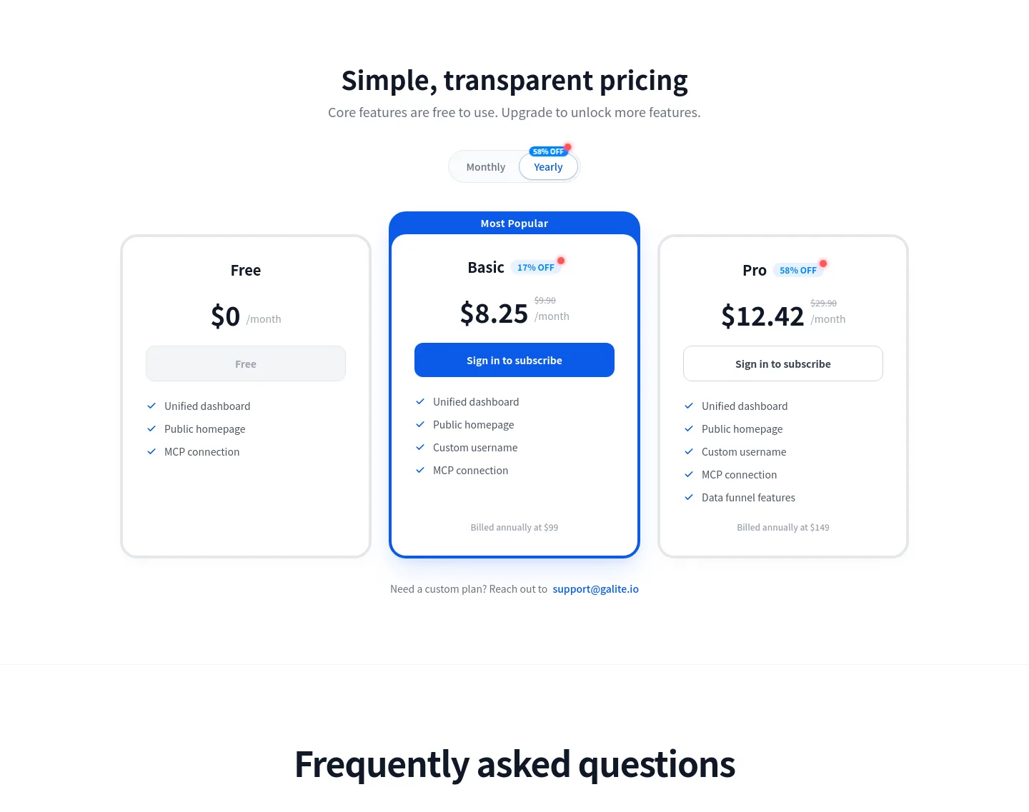 galite.io — Pricing