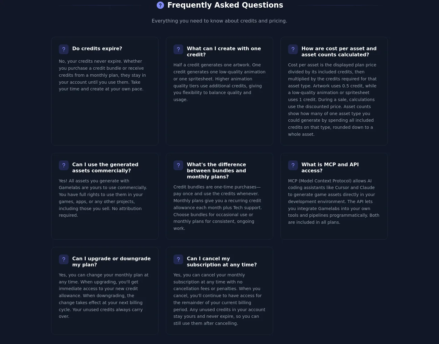 gamelabstudio.co FAQ section