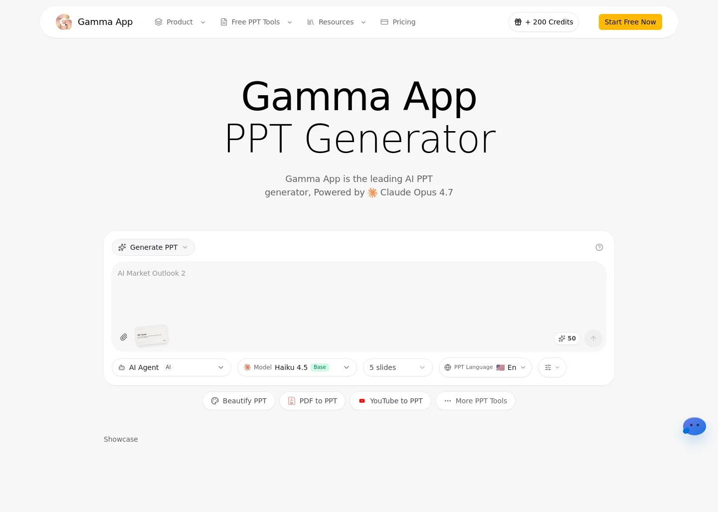 gammaapp.ai Hero section
