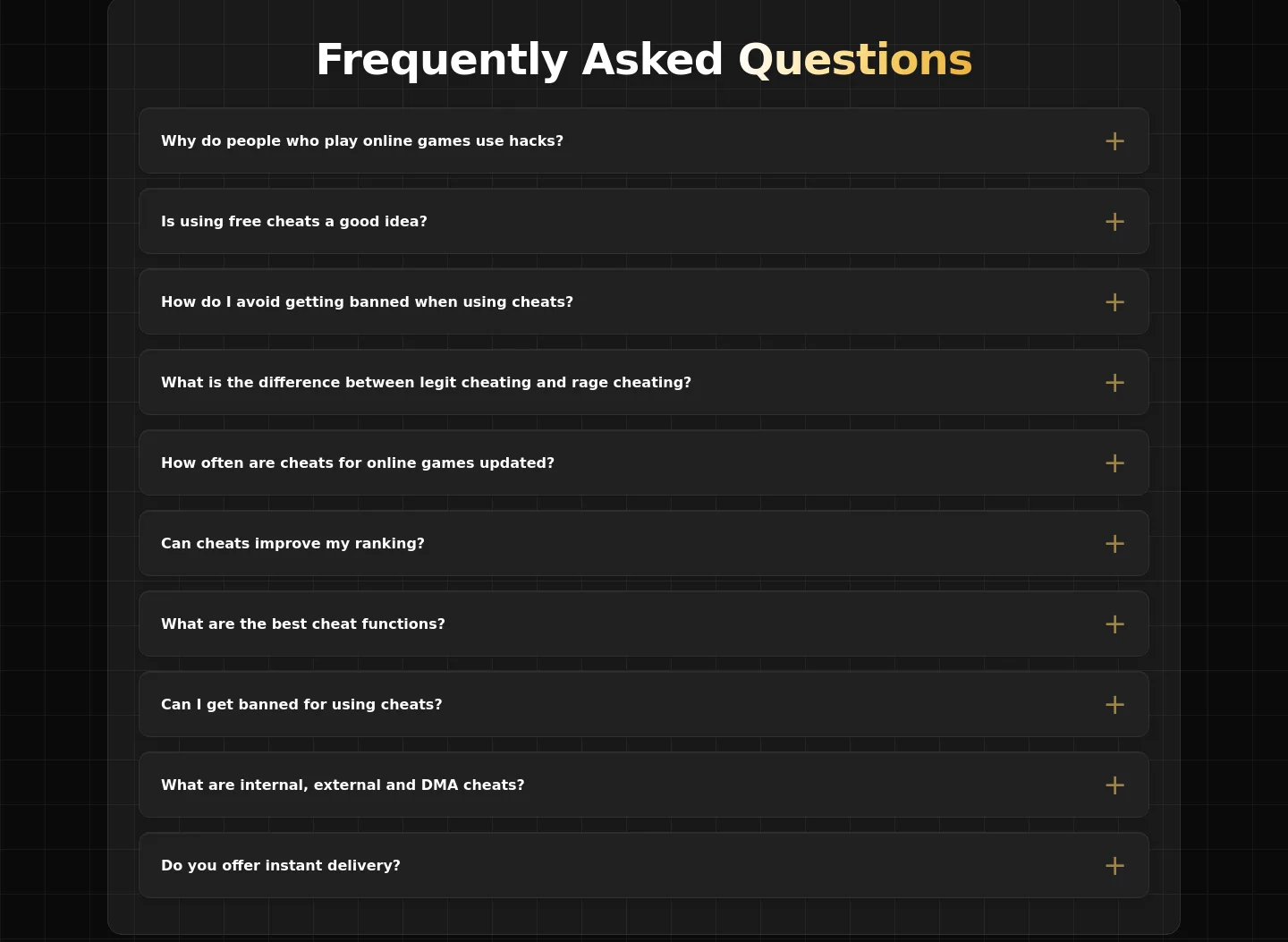 gcscheats.com FAQ section