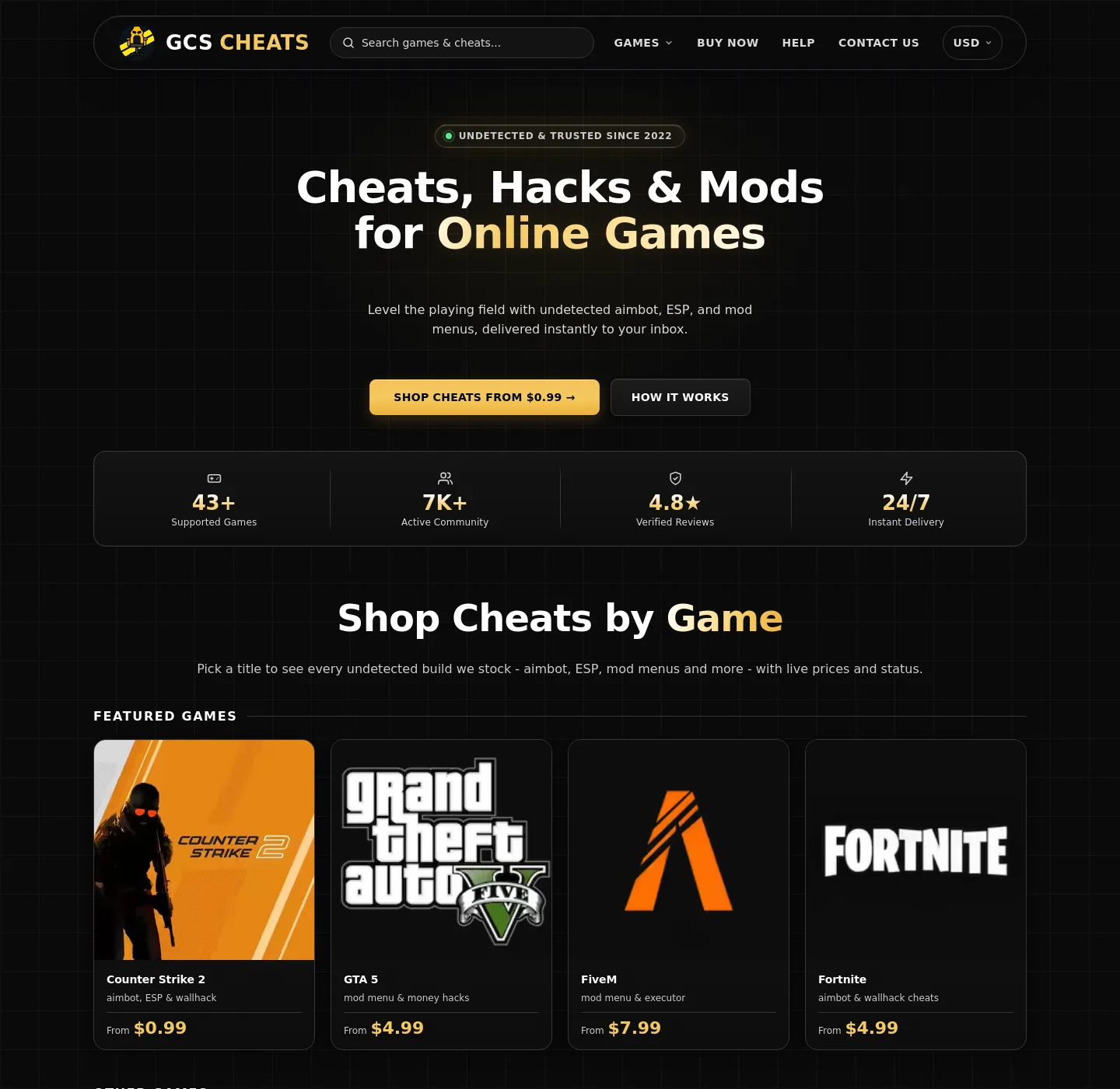 gcscheats.com — a measured funnel