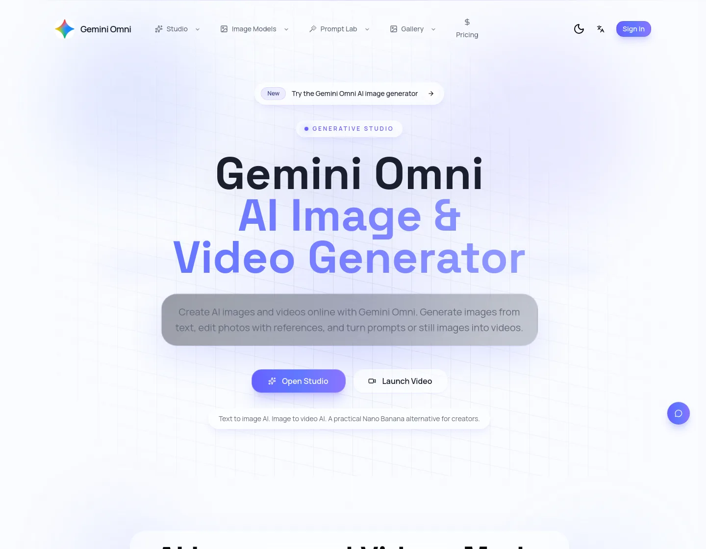 gemini-omin.top Hero section