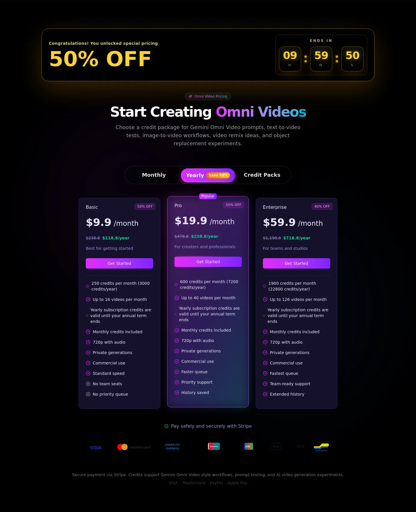 gemini-omni.studio Pricing section