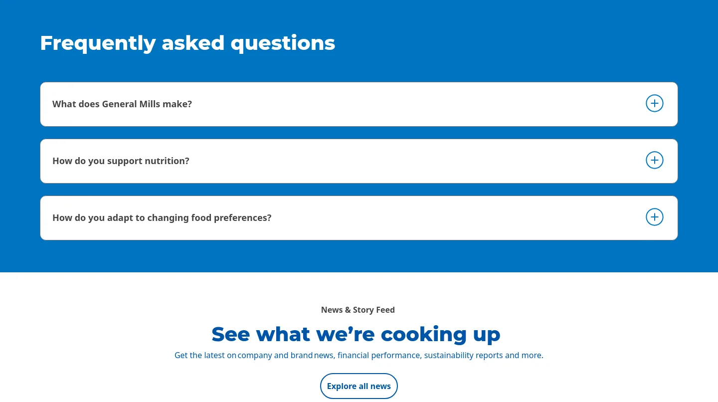generalmills.com FAQ section