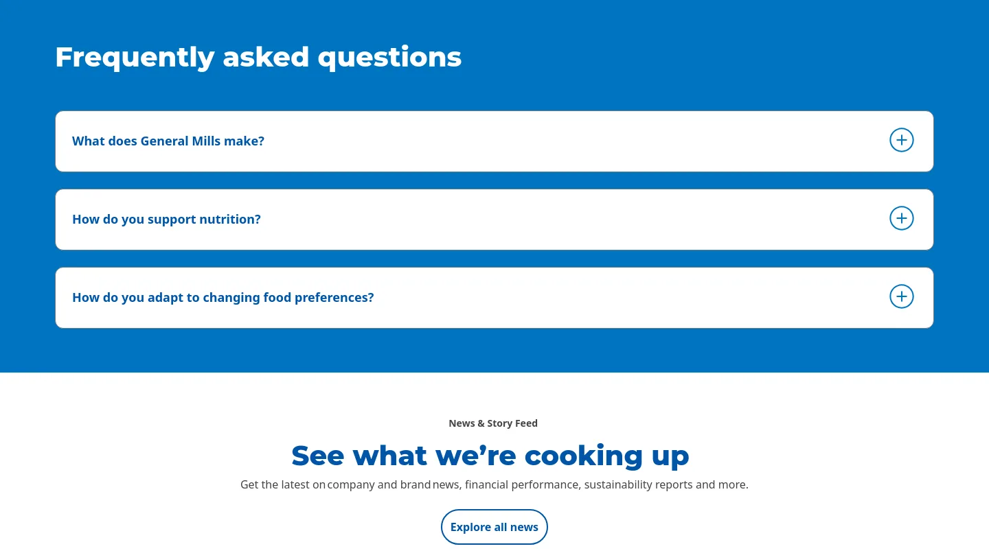 generalmills.com FAQ section