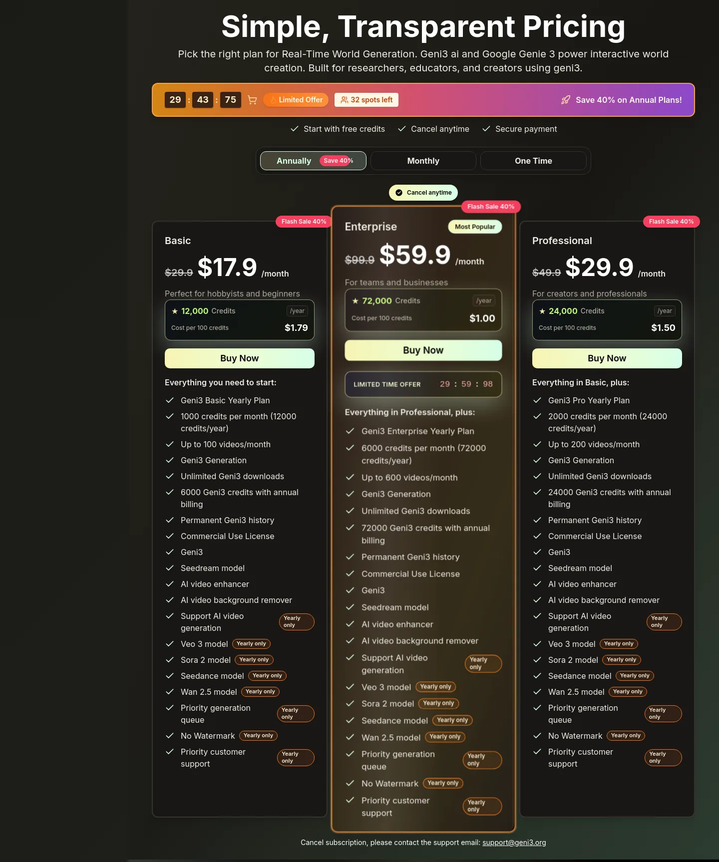 geni3.org Pricing section