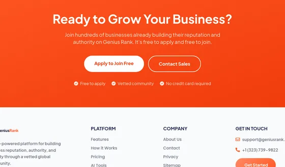 No credit card element from geniusrank.com