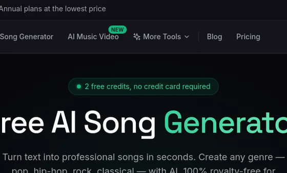 No credit card element from gensong.ai