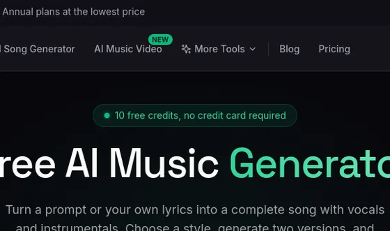 No credit card element from gensong.ai