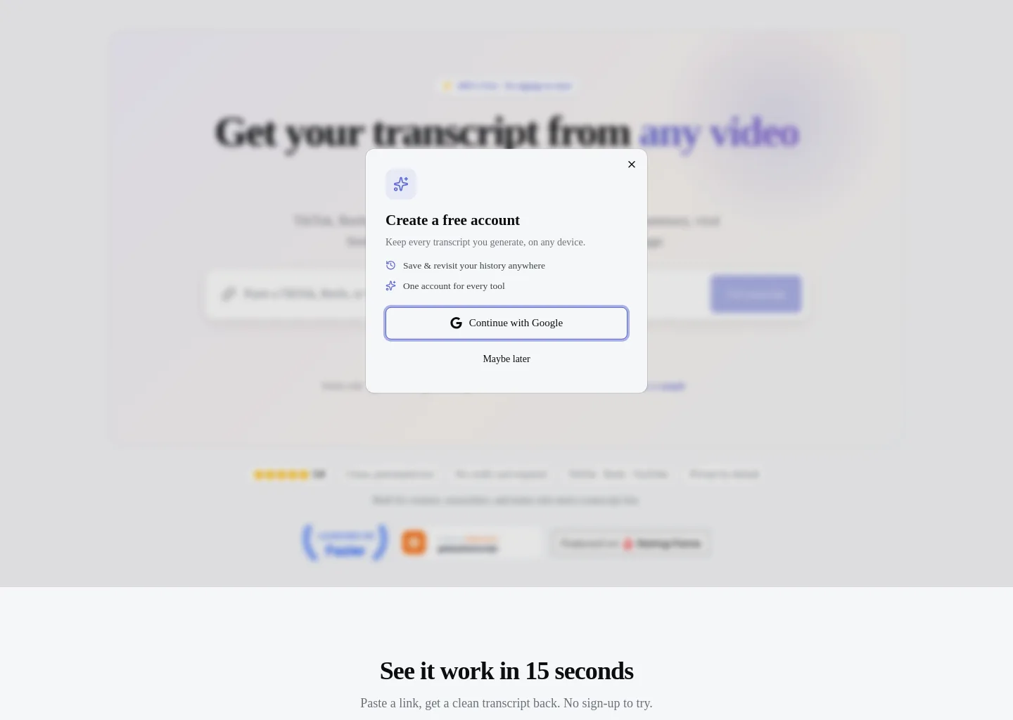 getanytranscript.com — Hero