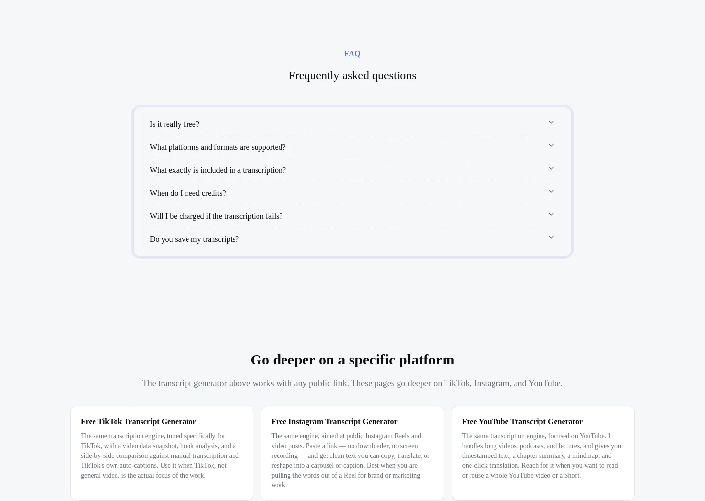 getanytranscript.com — FAQ