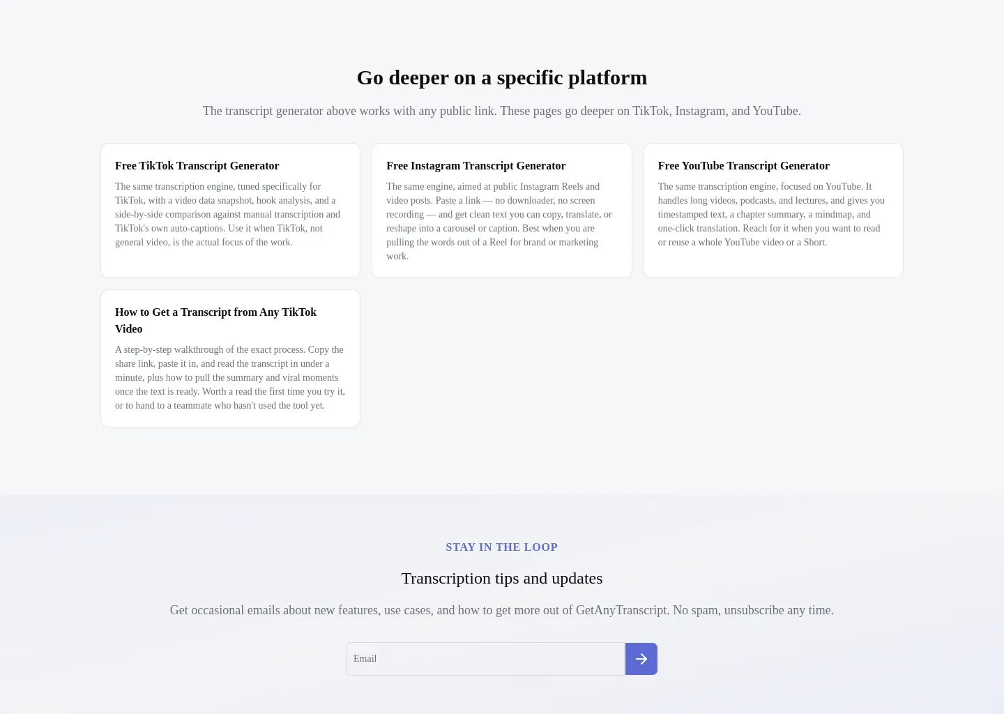 getanytranscript.com Logo Wall section