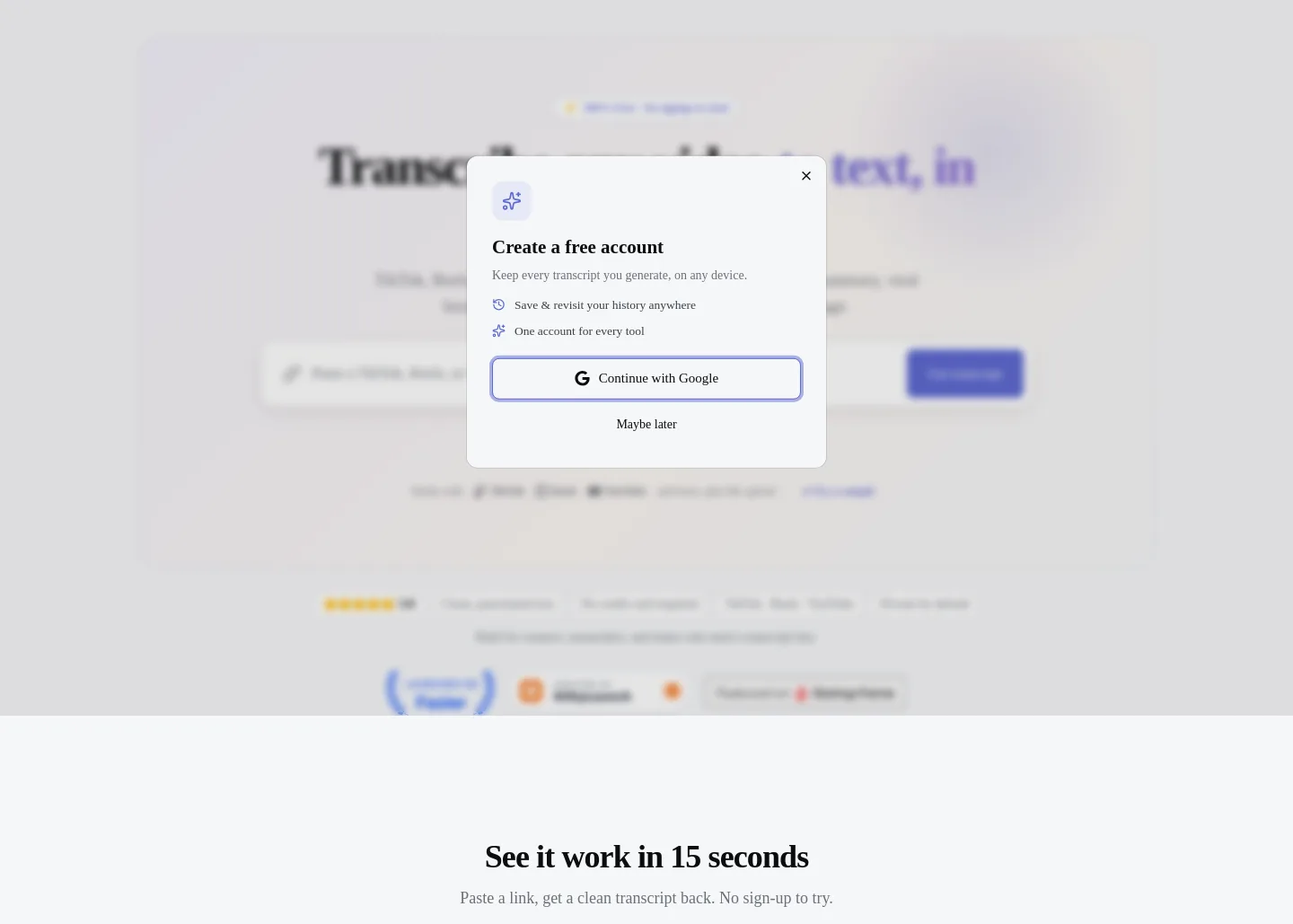 getanytranscript.com — Hero