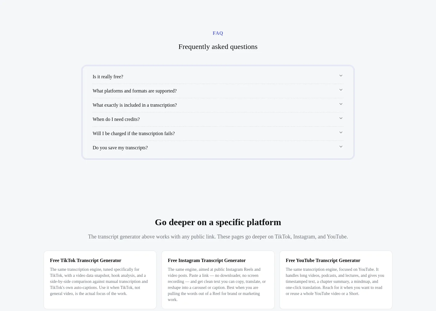 getanytranscript.com — FAQ