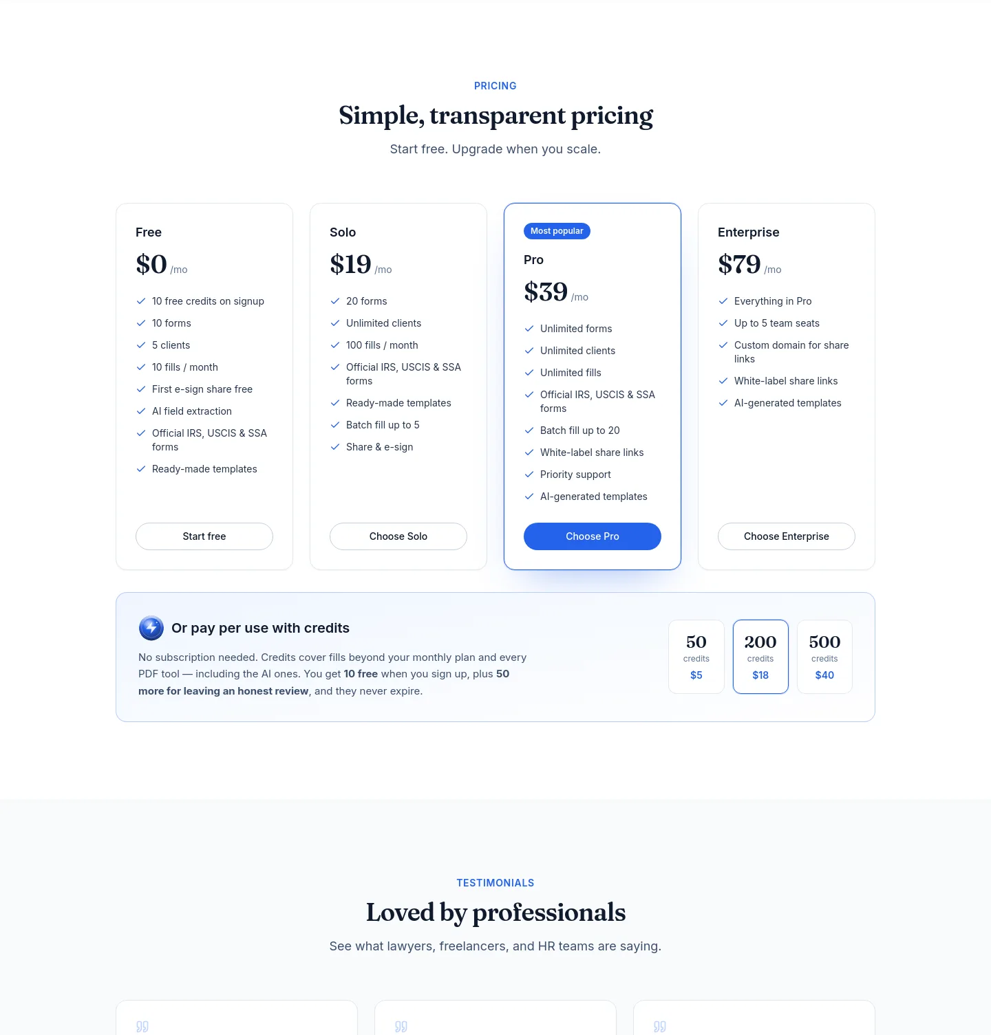 getfilly.app — Pricing