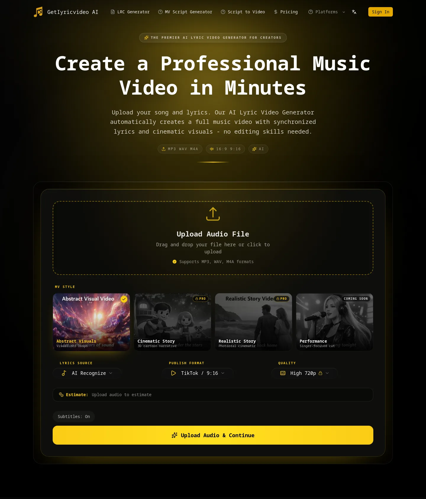 getlyricvideo.com — a real Features section