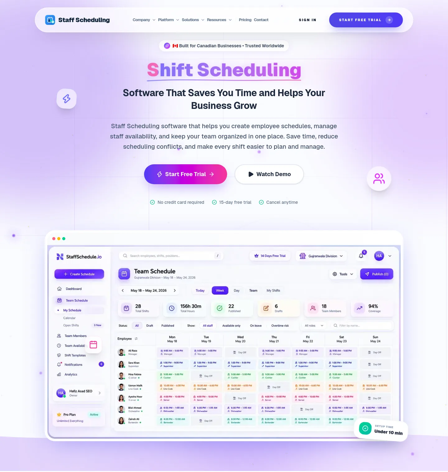 getstaffscheduling.ca — Hero