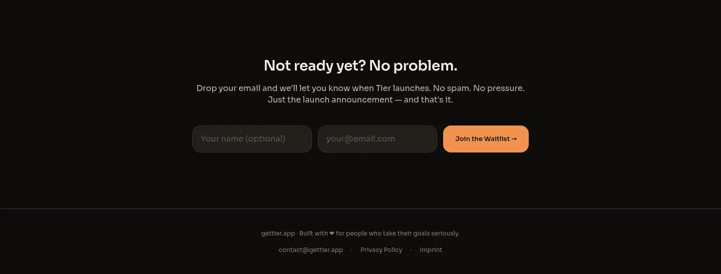 gettier.app — a real Email Capture section