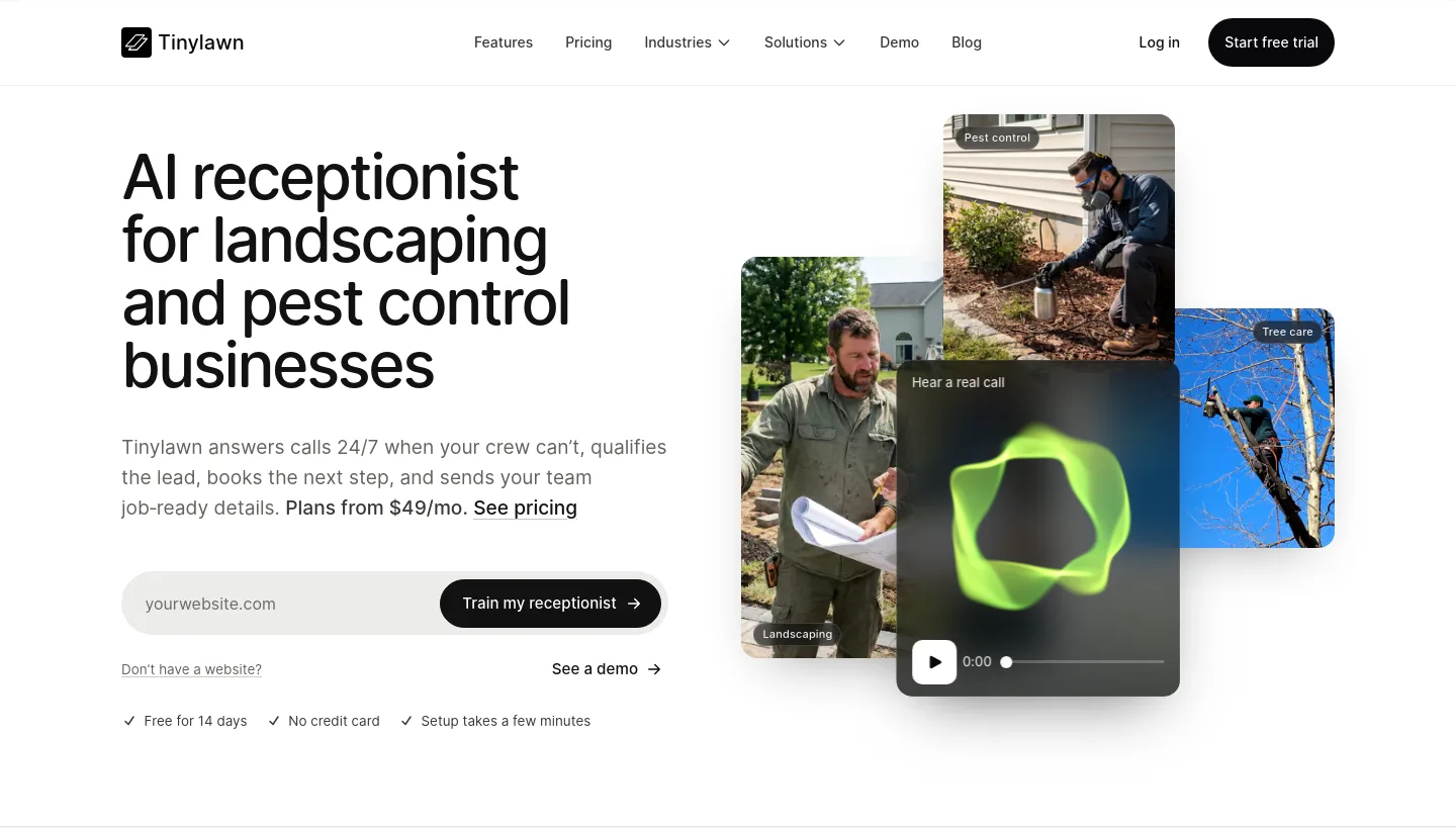 gettinylawn.com — a real Hero section
