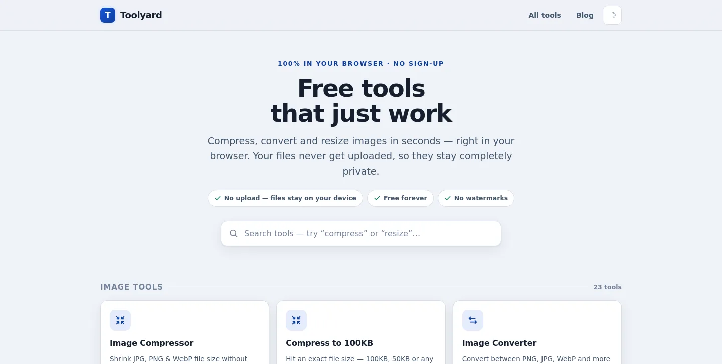 gettoolyard.com — a measured funnel