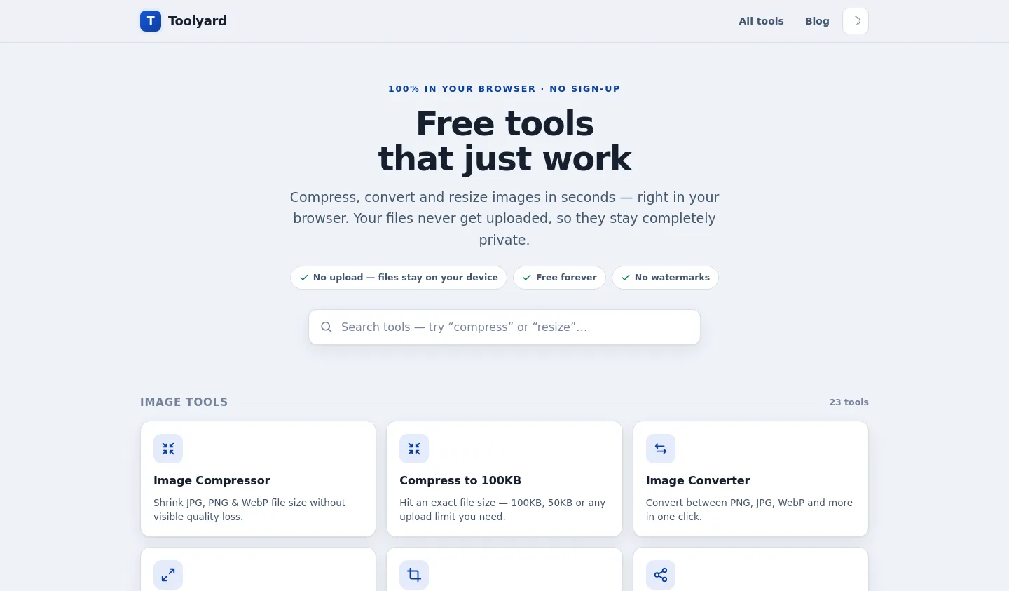 gettoolyard.com — a measured funnel