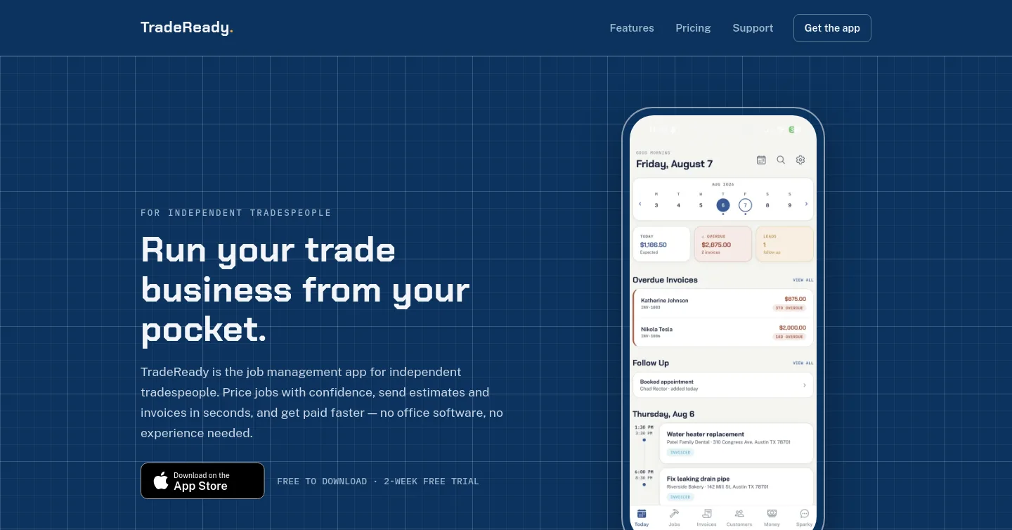 gettradereadyapp.com — a measured funnel