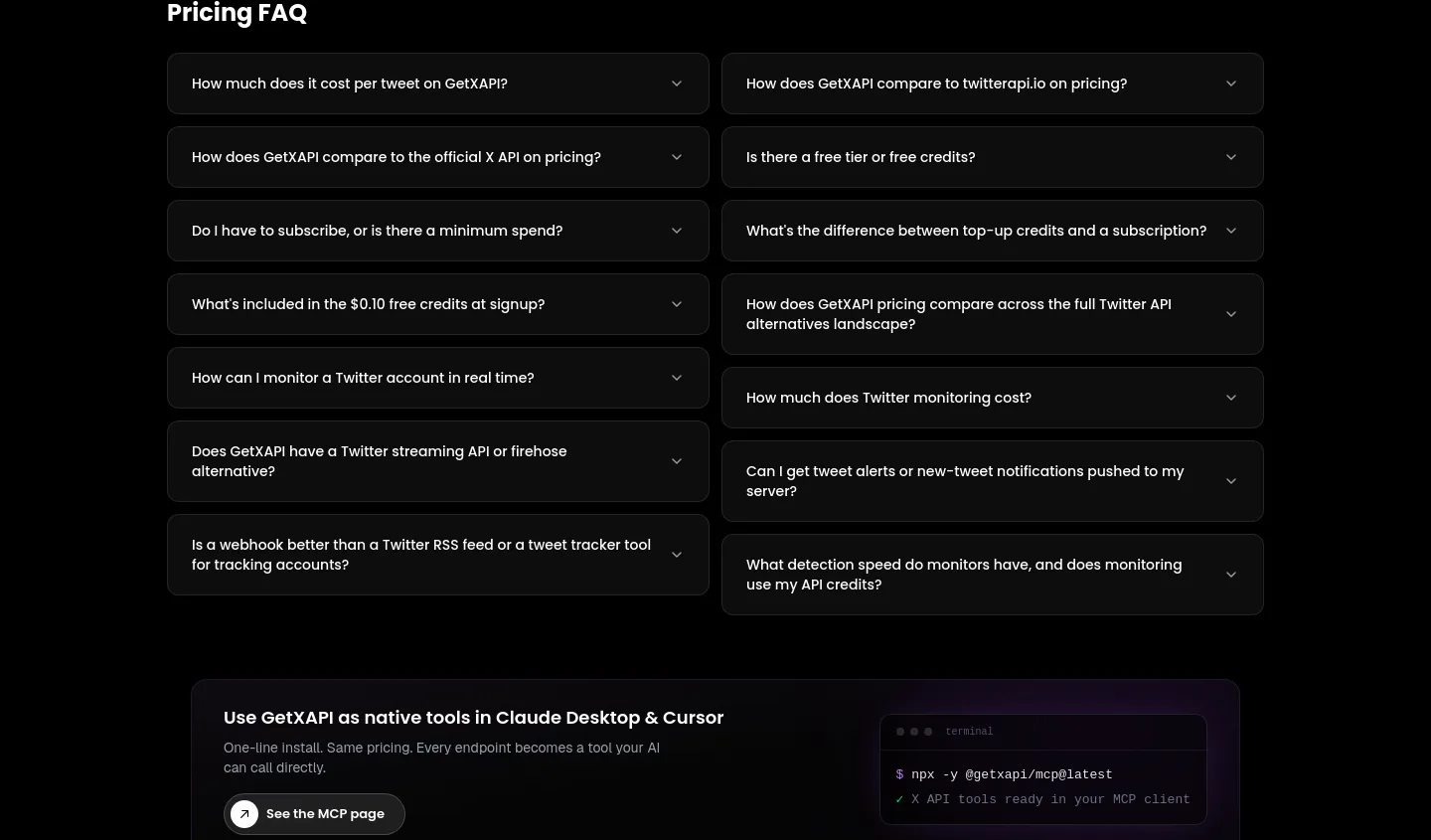 getxapi.com — a real FAQ section