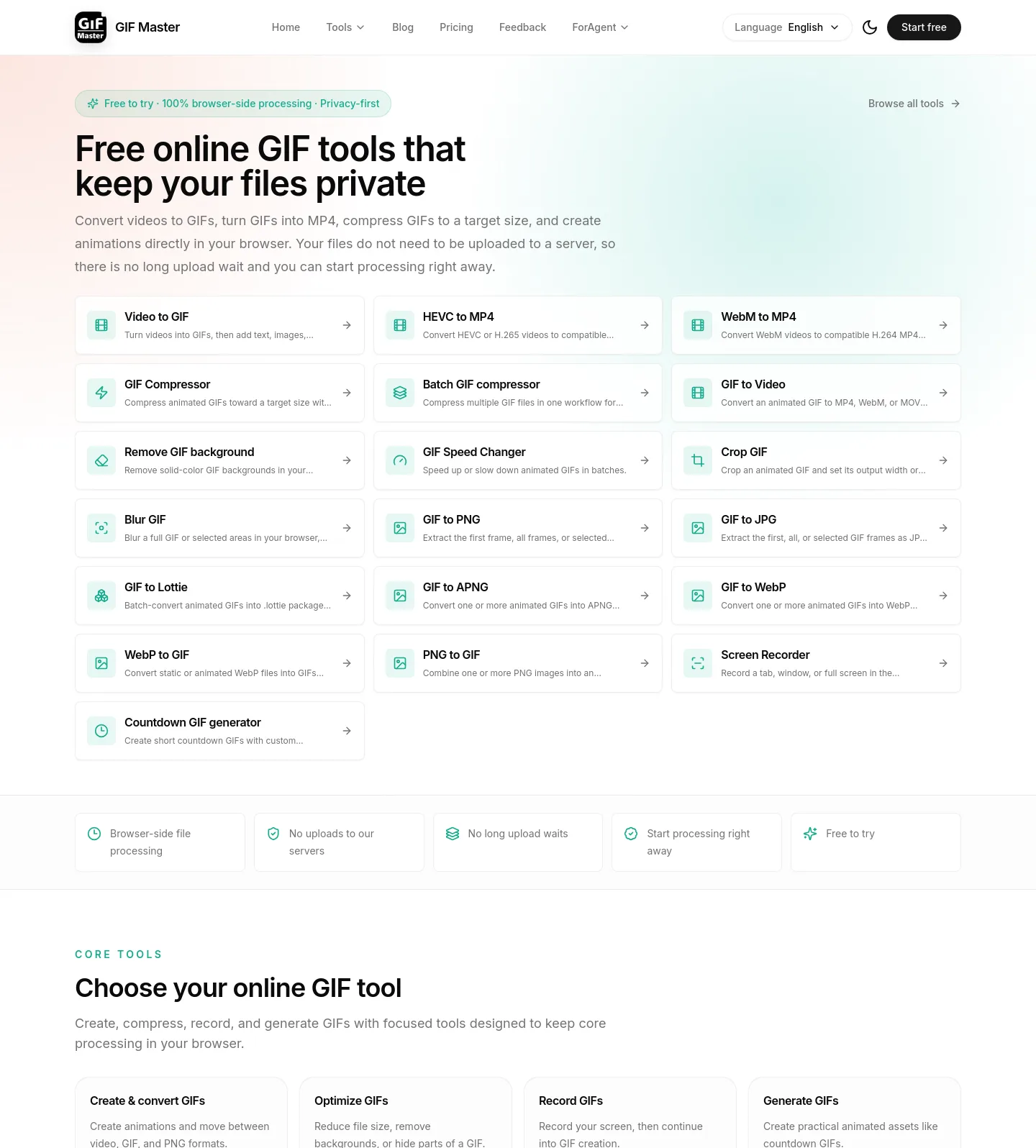 gif-master.com — Hero + Features + FAQ