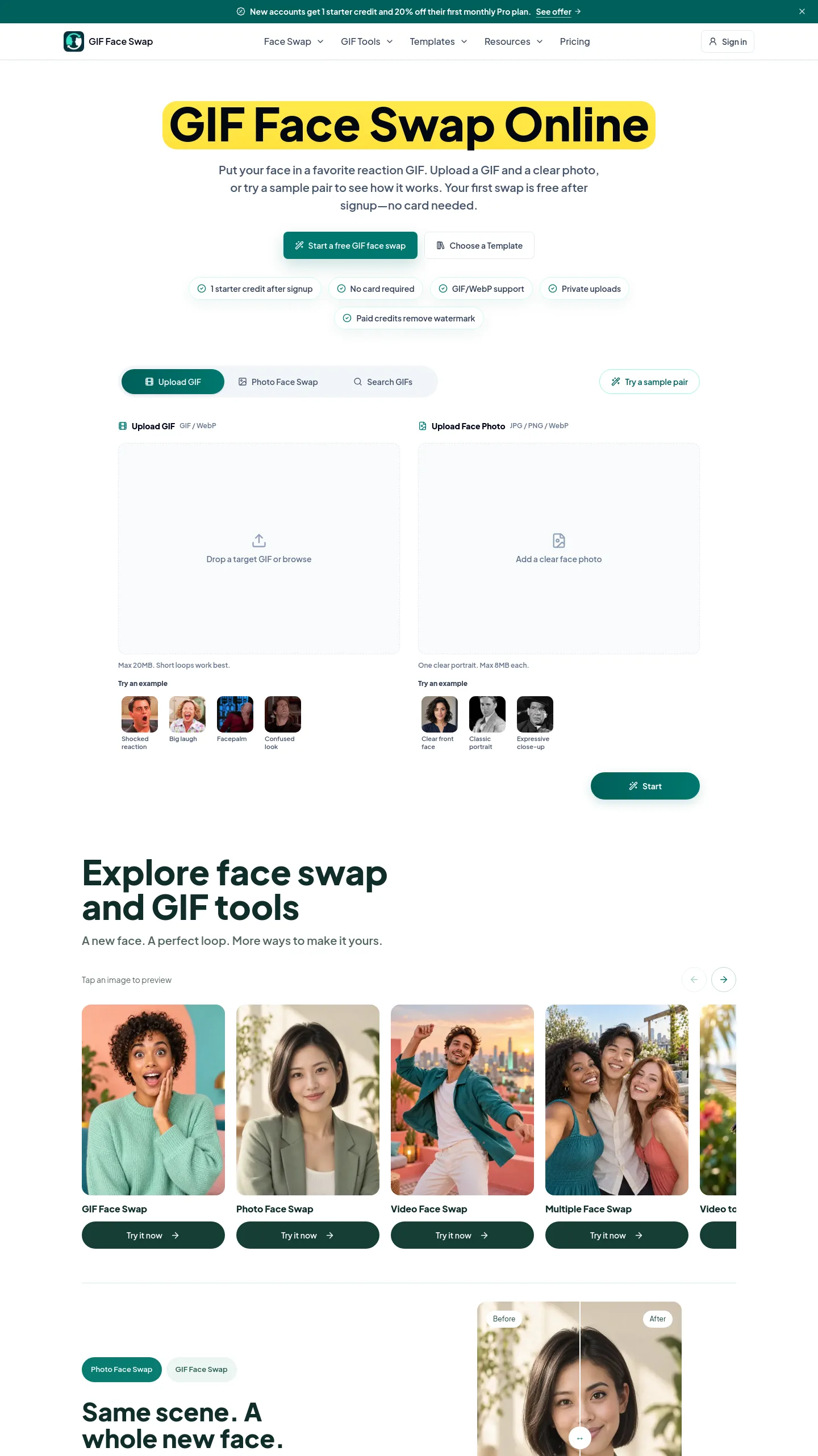 giffaceswap.org — a measured funnel