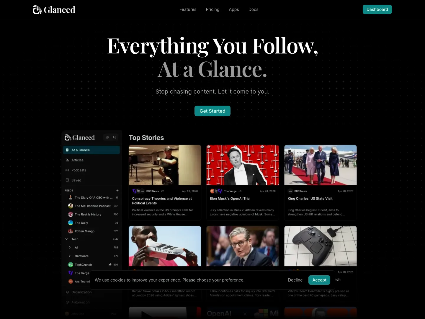 glanced.io — Hero