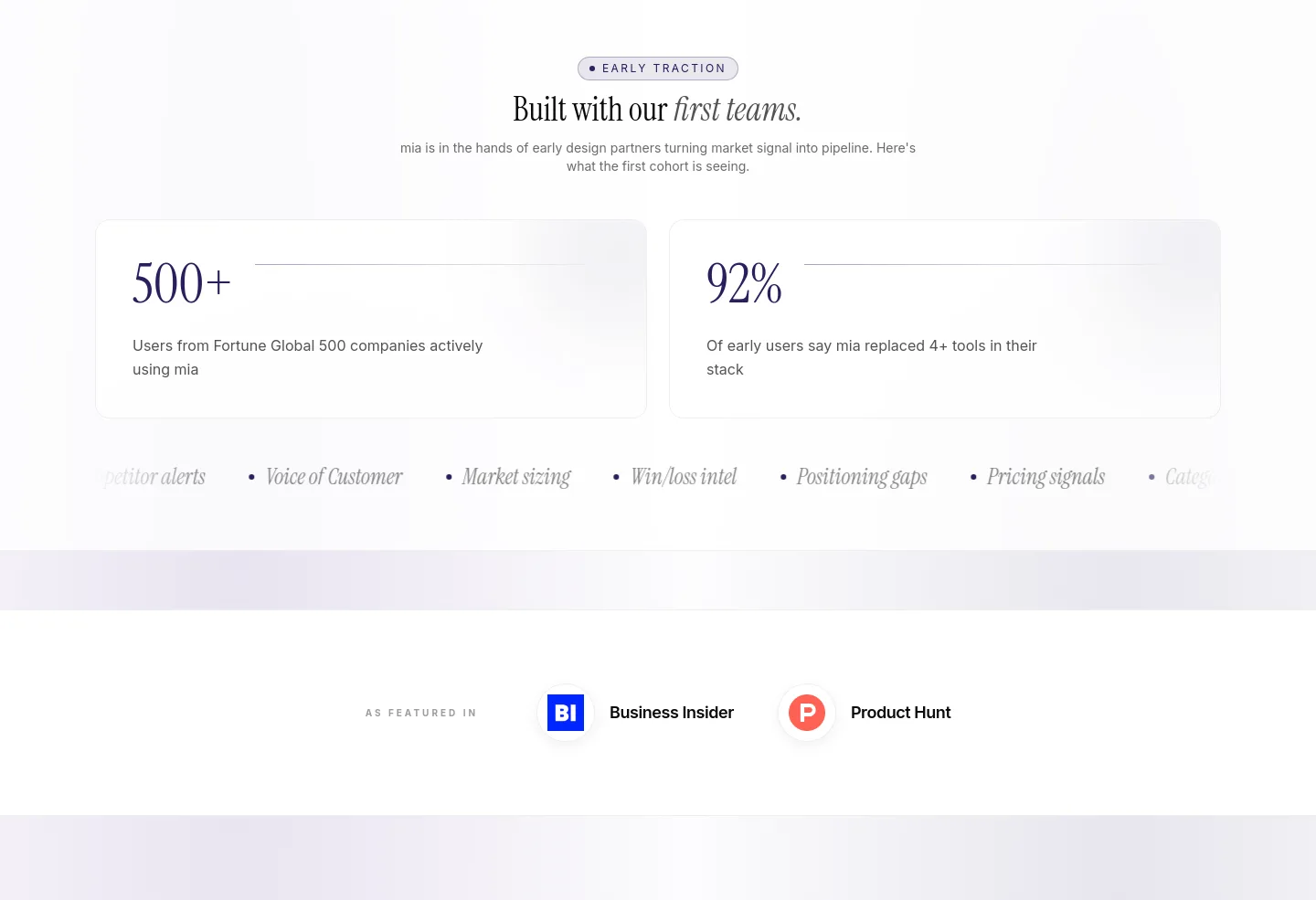 gomia.ai Stats section