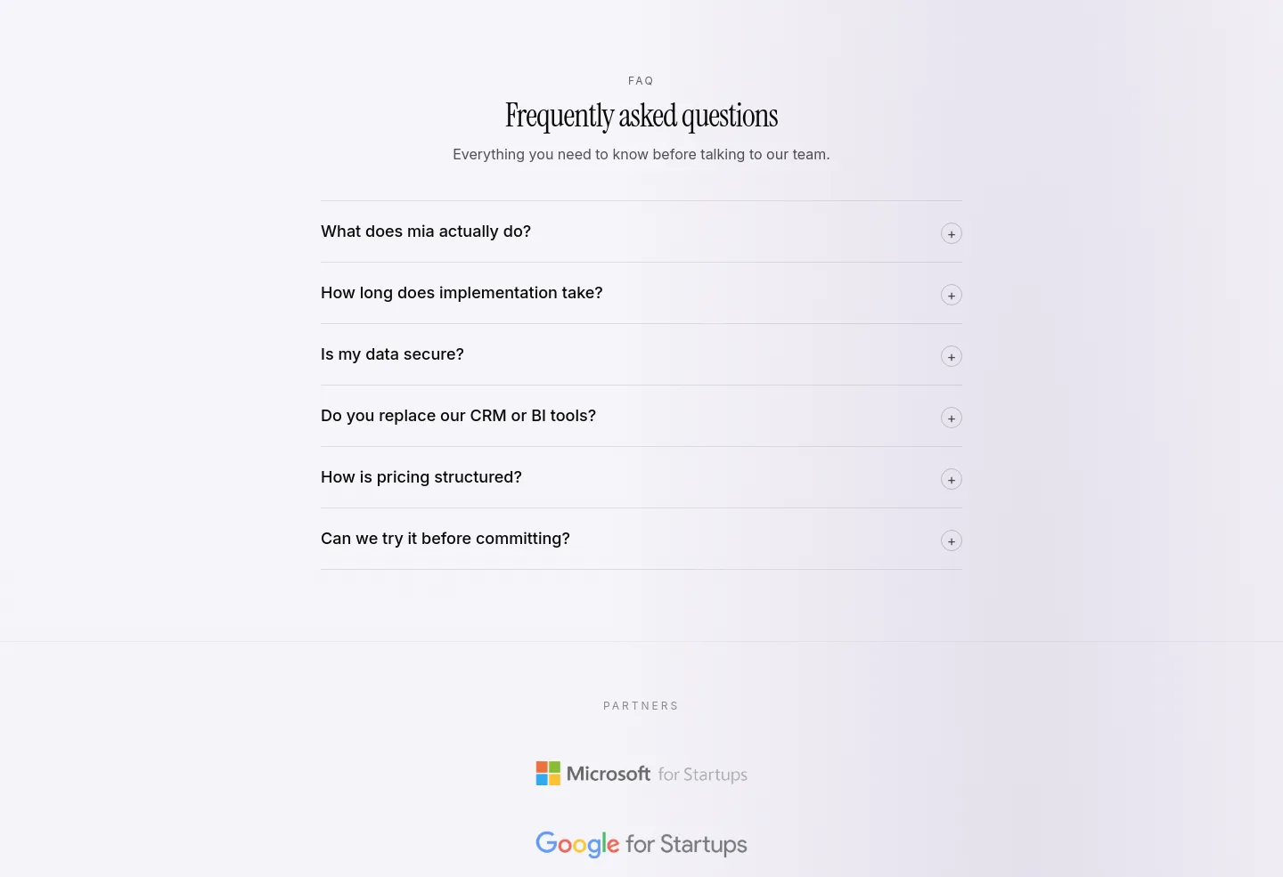 gomia.ai FAQ section