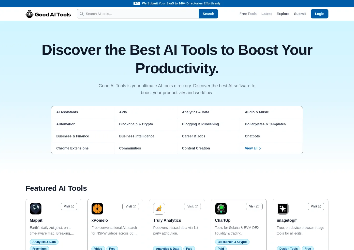 goodaitools.com — a measured funnel