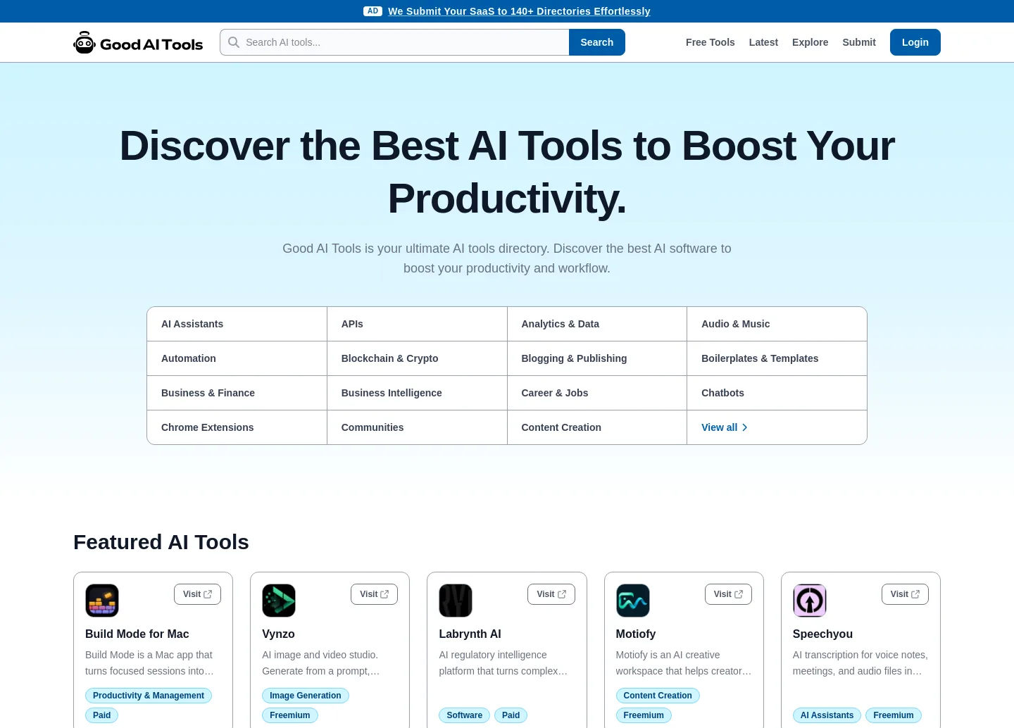 goodaitools.com — a measured funnel