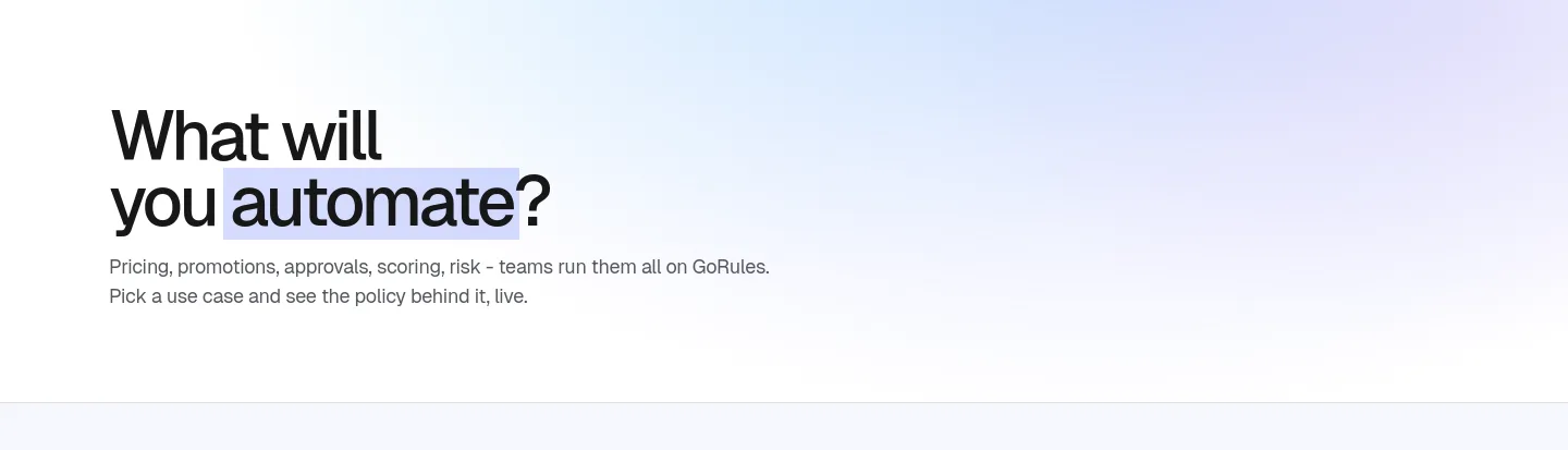 gorules.io Hero section