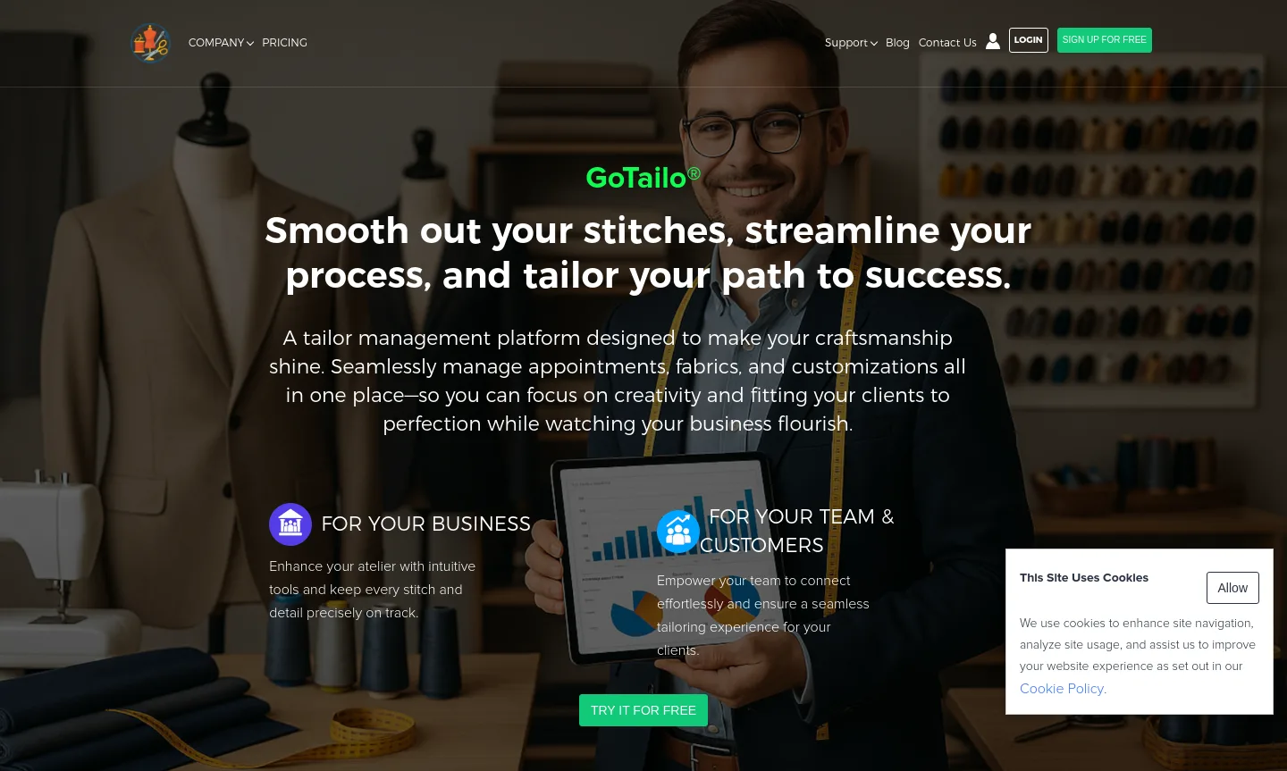 gotailo.com Hero section