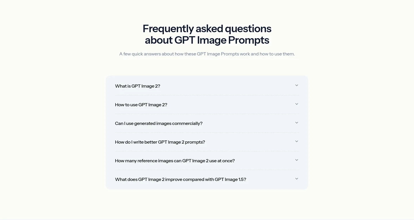 gptimageprompts.com FAQ section