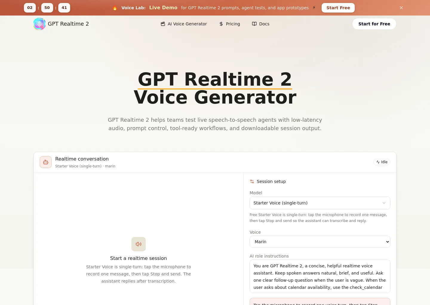 gptrealtime2.net — a real The Trust Wall page