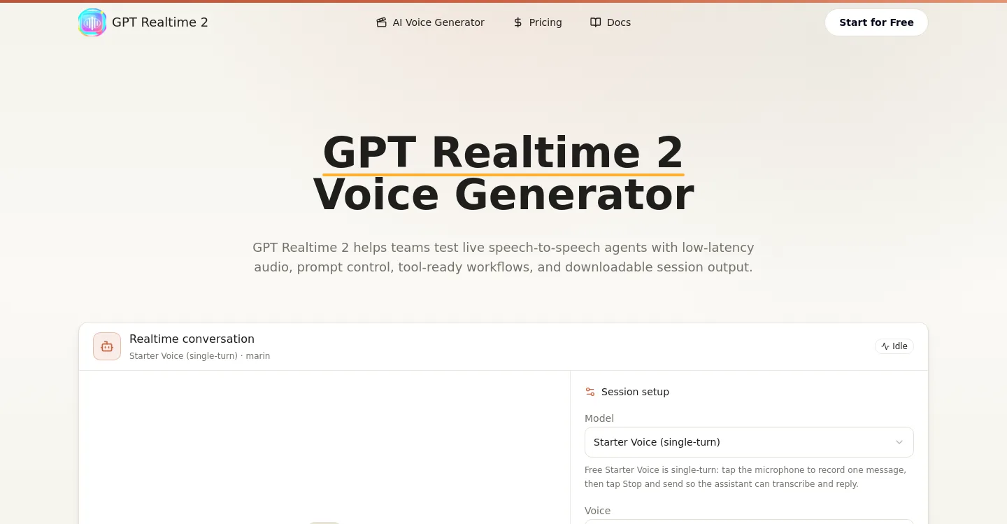 gptrealtime2.net Hero section