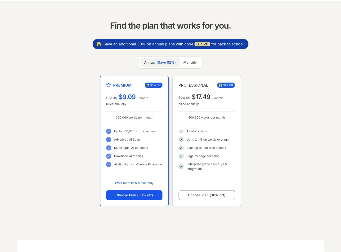 gptzero.me — Pricing